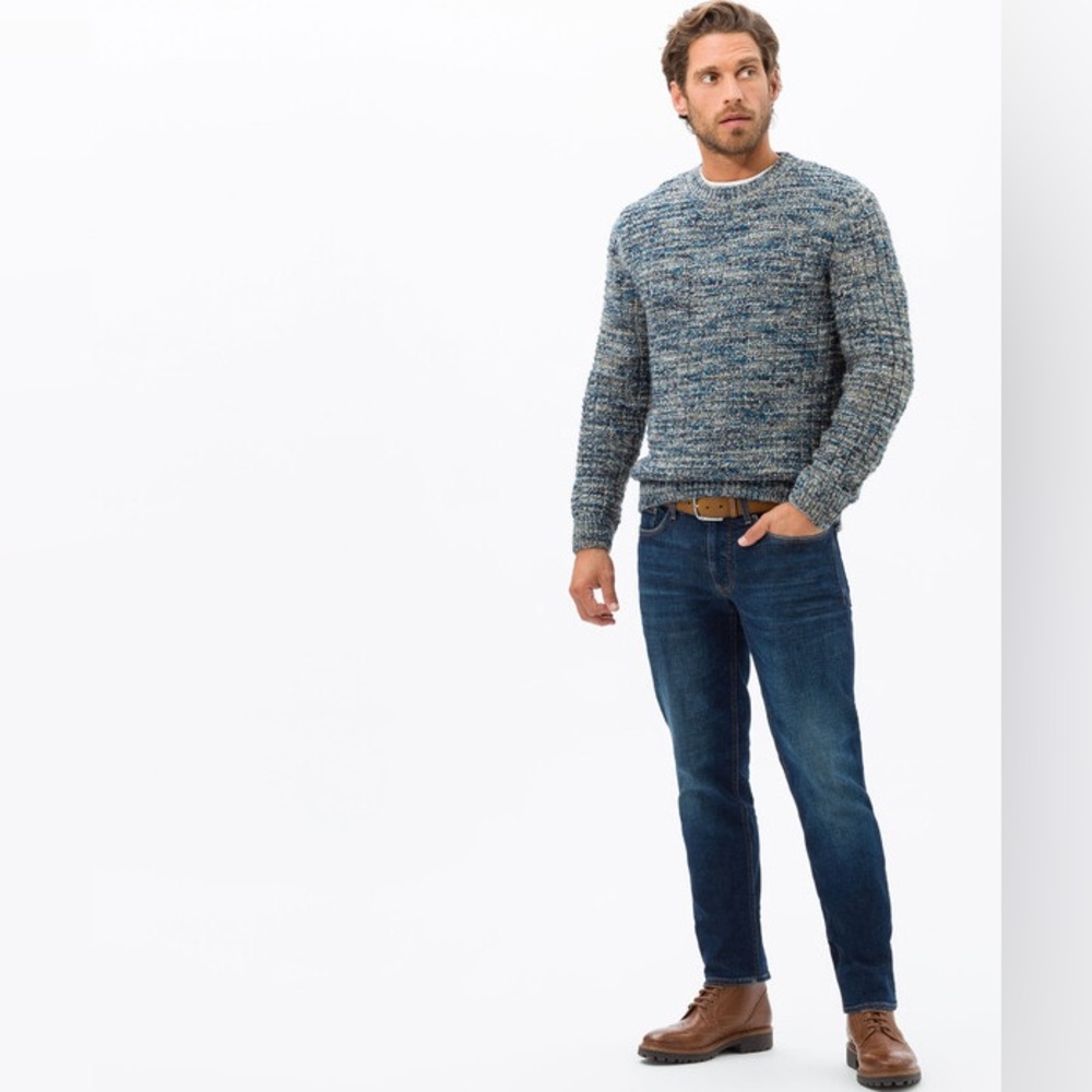 NWOT Brax Rick Structure Pullover Denim Blue Alpaca Virgin Wool